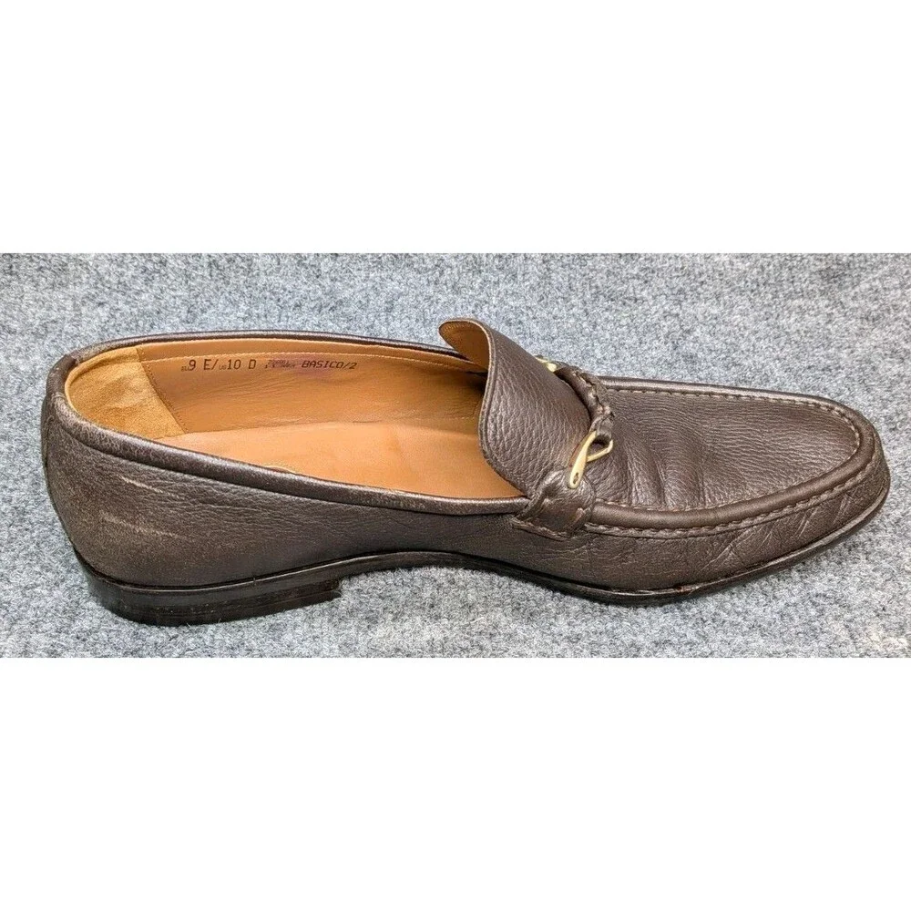 Bally Basico/2 Horsebit Loafers Mens US 10 D Brown Pebbled Leather